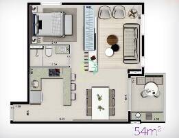 Apartamento, 2 quartos, 54 m² - Foto 1